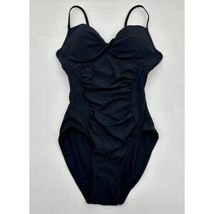 Spanx Love Your Assets Swimsuit Womens One Piece Ruched Black S